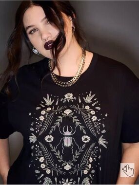 torrid Black Floral Scarab Graphic Tee